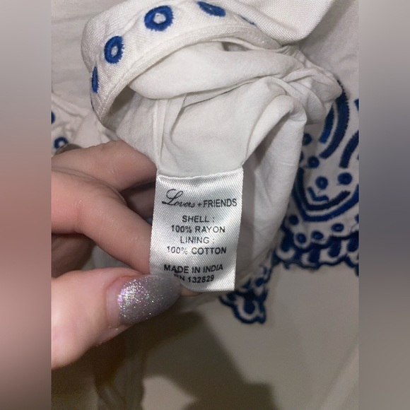 Lovers + Friends White Top with Blue Accents - Picture 7 of 8